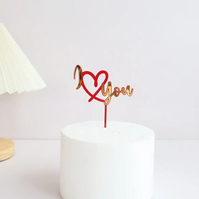 Heart Love You Topper acrilic pentru tort pentru ziua Îndrăgostiților Decorarea torturilor Favoruri de petrecere Instrumente pentru decorarea torturilor Accesorii pentru copt