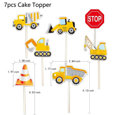 Κατασκευές Cupcake Decorations Dump Truck Excavator Tractor Cake Toppers for Boy Birthday Party Supplies