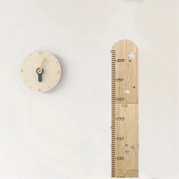 5 листа скандинавска дървена диаграма на растежа на децата линийка за измерване на височината на бебето Декорация на стаята Стенен метър Стикери за измерване