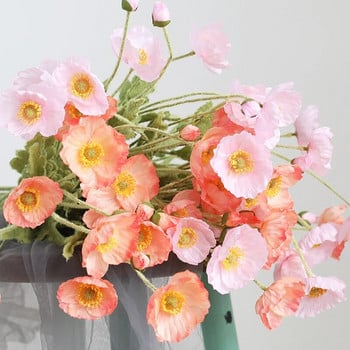 Απομίμηση Λουλούδι Παπαρούνα Τεχνητά Λουλούδια Πολύχρωμη Ανθοδέσμη Γαμήλια Λουλούδια Παπαρούνα Ψεύτικα Μεταξωτά Λουλούδια Διακόσμηση πάρτι σπιτιού
