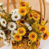 Βάζο με τεχνητά λουλούδια για διακόσμηση δωματίου στο σπίτι Scrapbooking Νυφικό μπουκέτο χεριών μεταξωτό αξεσουάρ Χριστουγεννιάτικα στεφάνια μαργαρίτα