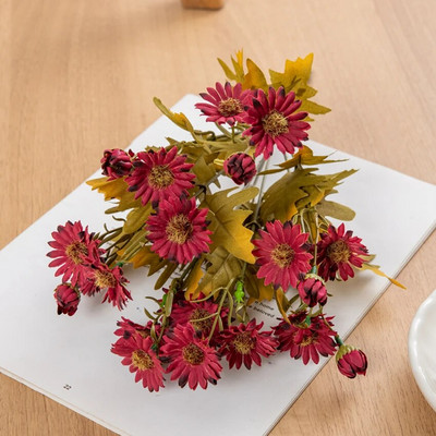 Βάζο με τεχνητά λουλούδια για διακόσμηση δωματίου στο σπίτι Scrapbooking Νυφικό μπουκέτο χεριών μεταξωτό αξεσουάρ Χριστουγεννιάτικα στεφάνια μαργαρίτα