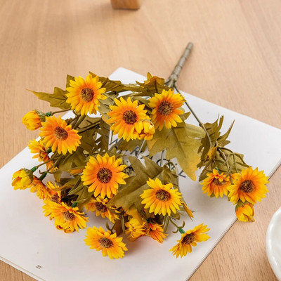 Βάζο με τεχνητά λουλούδια για διακόσμηση δωματίου στο σπίτι Scrapbooking Νυφικό μπουκέτο χεριών μεταξωτό αξεσουάρ Χριστουγεννιάτικα στεφάνια μαργαρίτα