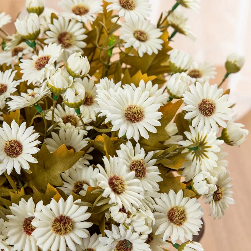 Vază cu flori artificiale pentru decorarea camerei acasă, album de însemnări, buchet de mână de mireasă, mătase, margarete, coroane de Crăciun, accesoriu