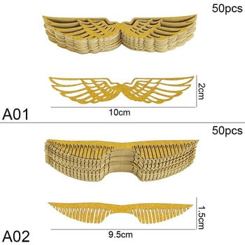 50 τεμ. Χρυσό Φτερό Διακόσμηση κέικ σοκολάτας Wizard Party Glitter Wing Chocolate Cupcake Topper Snitch Διακόσμηση πάρτι γενεθλίων γάμου