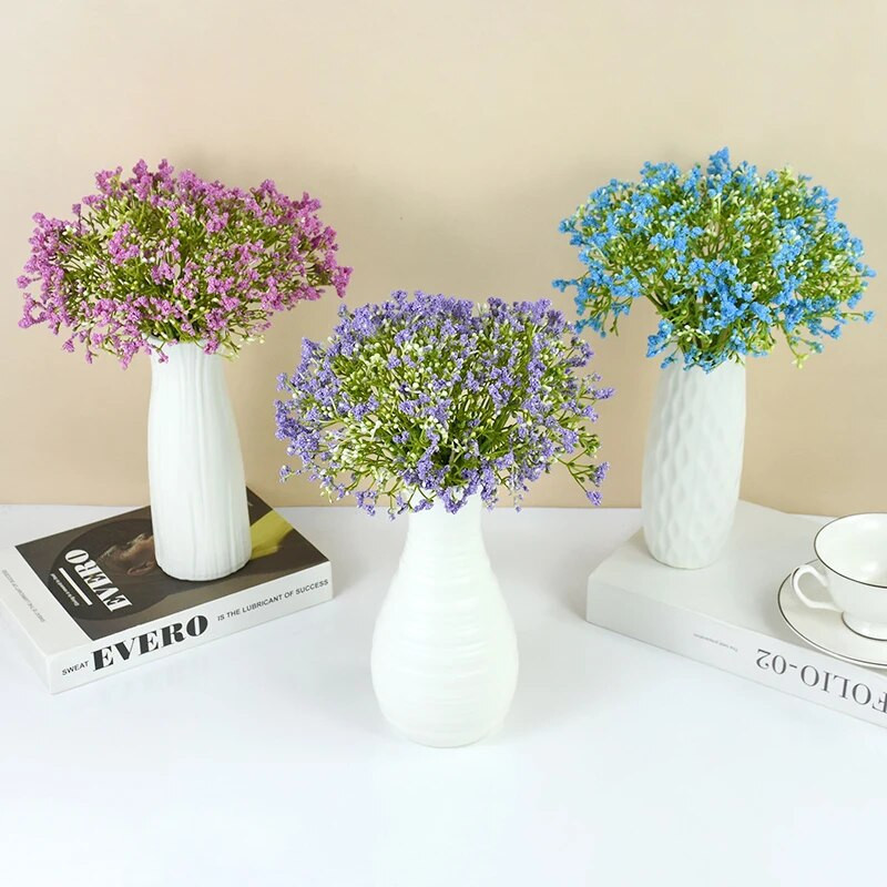 12tk/hunnik Baby Breath kunstlill 32cm DIY Plastic Gypsophila Wedding Baby Shower sünnipäevapeo kaunistustarvikud