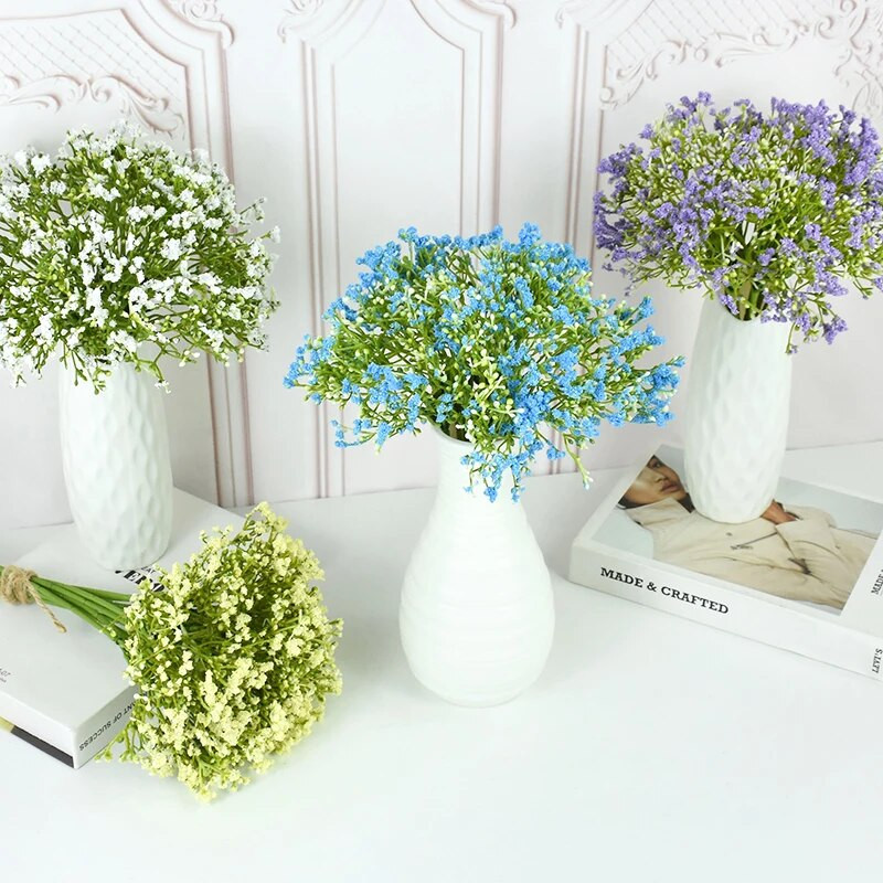 12tk/hunnik Baby Breath kunstlill 32cm DIY Plastic Gypsophila Wedding Baby Shower sünnipäevapeo kaunistustarvikud