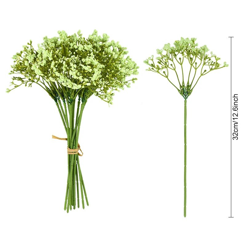 12tk/hunnik Baby Breath kunstlill 32cm DIY Plastic Gypsophila Wedding Baby Shower sünnipäevapeo kaunistustarvikud