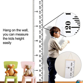 Карикатура Диаграма на растежа на бебето, деца, запис, дървена рамка, плат, линийка за измерване на височината за момчета и момичета Декорация на стената на детската стая