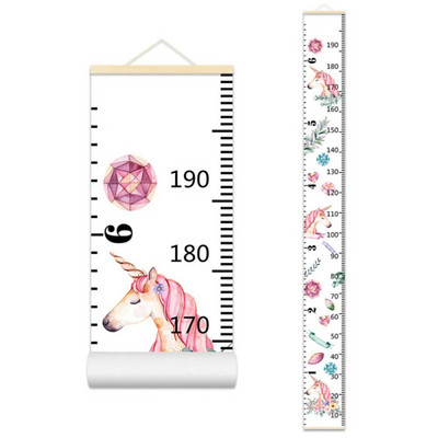 Crtani dijagram rasta beba, dječji zapis, drveni okvir, tkanina, ravnalo za mjerenje visine za dječake i djevojčice, zidni ukras dječje sobe