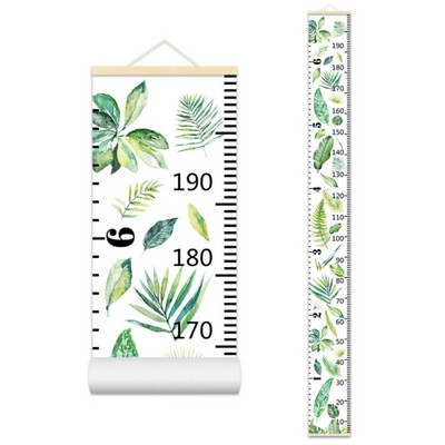 Crtani dijagram rasta beba, dječji zapis, drveni okvir, tkanina, ravnalo za mjerenje visine za dječake i djevojčice, zidni ukras dječje sobe