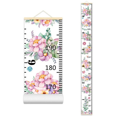 Crtani dijagram rasta beba, dječji zapis, drveni okvir, tkanina, ravnalo za mjerenje visine za dječake i djevojčice, zidni ukras dječje sobe