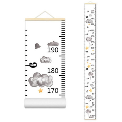 Crtani dijagram rasta beba, dječji zapis, drveni okvir, tkanina, ravnalo za mjerenje visine za dječake i djevojčice, zidni ukras dječje sobe