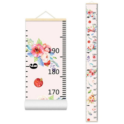 Crtani dijagram rasta beba, dječji zapis, drveni okvir, tkanina, ravnalo za mjerenje visine za dječake i djevojčice, zidni ukras dječje sobe