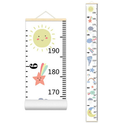 Crtani dijagram rasta beba, dječji zapis, drveni okvir, tkanina, ravnalo za mjerenje visine za dječake i djevojčice, zidni ukras dječje sobe