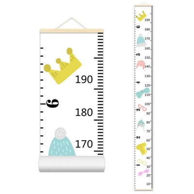 Crtani dijagram rasta beba, dječji zapis, drveni okvir, tkanina, ravnalo za mjerenje visine za dječake i djevojčice, zidni ukras dječje sobe