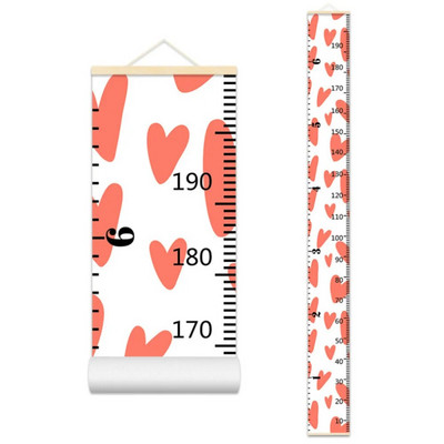 Crtani dijagram rasta beba, dječji zapis, drveni okvir, tkanina, ravnalo za mjerenje visine za dječake i djevojčice, zidni ukras dječje sobe