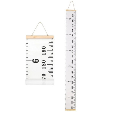 Crtani dijagram rasta beba, dječji zapis, drveni okvir, tkanina, ravnalo za mjerenje visine za dječake i djevojčice, zidni ukras dječje sobe