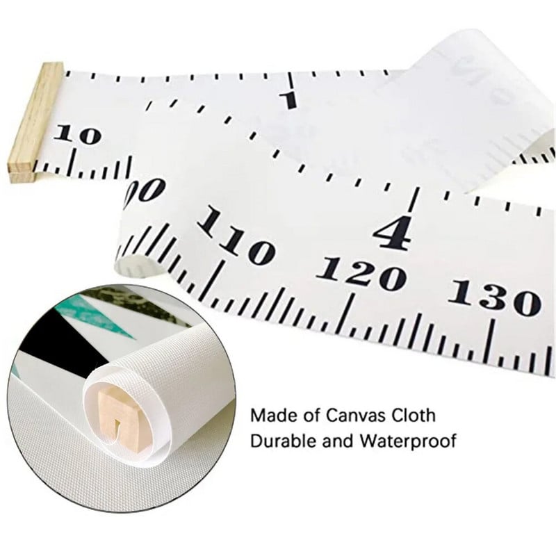 Crtani dijagram rasta beba, dječji zapis, drveni okvir, tkanina, ravnalo za mjerenje visine za dječake i djevojčice, zidni ukras dječje sobe