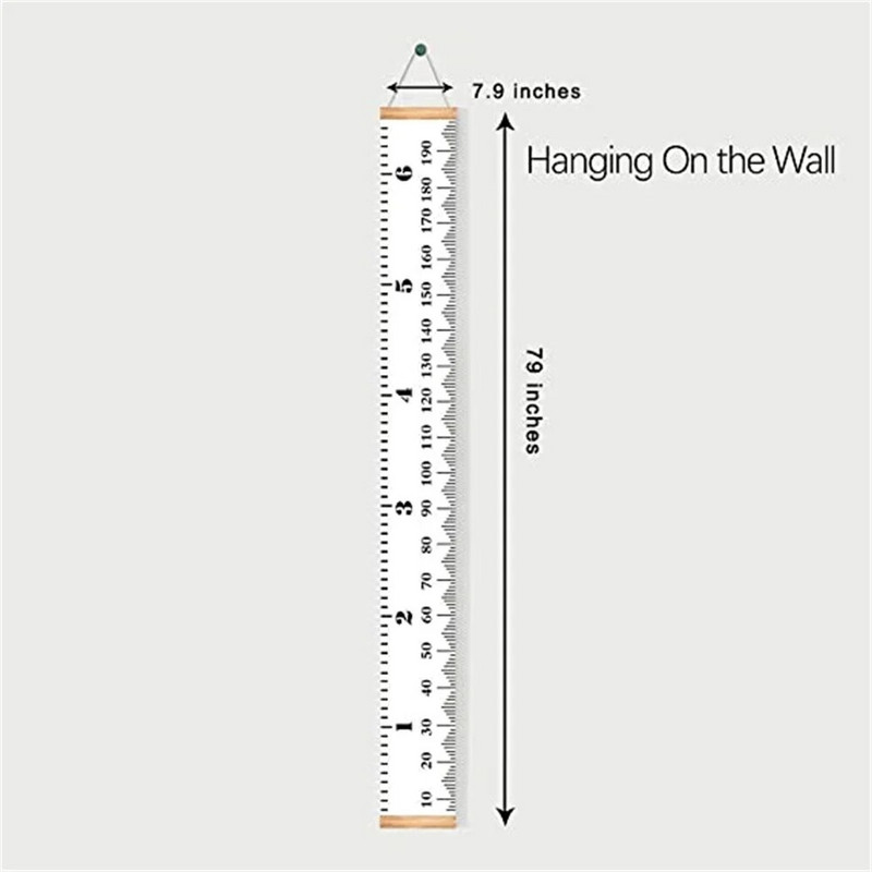 Crtani dijagram rasta beba, dječji zapis, drveni okvir, tkanina, ravnalo za mjerenje visine za dječake i djevojčice, zidni ukras dječje sobe