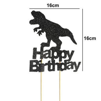 Dino Birthday Decorations Cake Topper with Dinosaur Leaves Trees Cake Decorative Theme Party Supplies T-rex Jurassic Decor