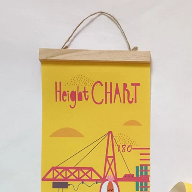 Zidni grafikon visine Crtani grafikon rasta Drveno ravnalo za mjerenje visine bebe Zidni ukrasi za djecu Dječja soba