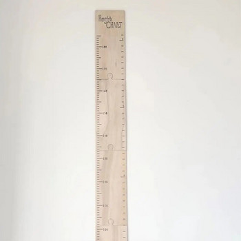 Скандинавска дървена диаграма за растеж на децата линийка за измерване на височината на бебета Декорация на стая за стенен метър Стикери за измерване 60-210CM
