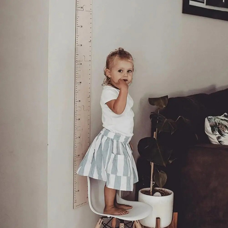 Šiaurės šalių medinės vaikų ūgio augimo diagramos liniuotė Kūdikių vaikų ūgio matuoklis Kambario apdaila Sienų matuoklio matavimo lipdukai 60-210cm