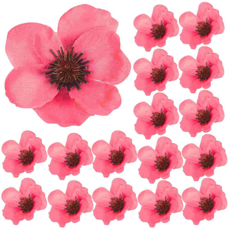 50 vnt. dirbtinių laukinių gėlių galvos šilkas Biuro papuošalų išdėstymas netikrų aguonų raudonos girliandos papuošimas