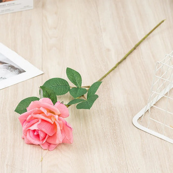 4Pcs Simulation Moisturizing Roses Real Touch Τεχνητά κατσαρά λουλούδια τριαντάφυλλο Διακόσμηση σπιτιού Γαμήλια μπουκέτα Ψεύτικα λουλούδια