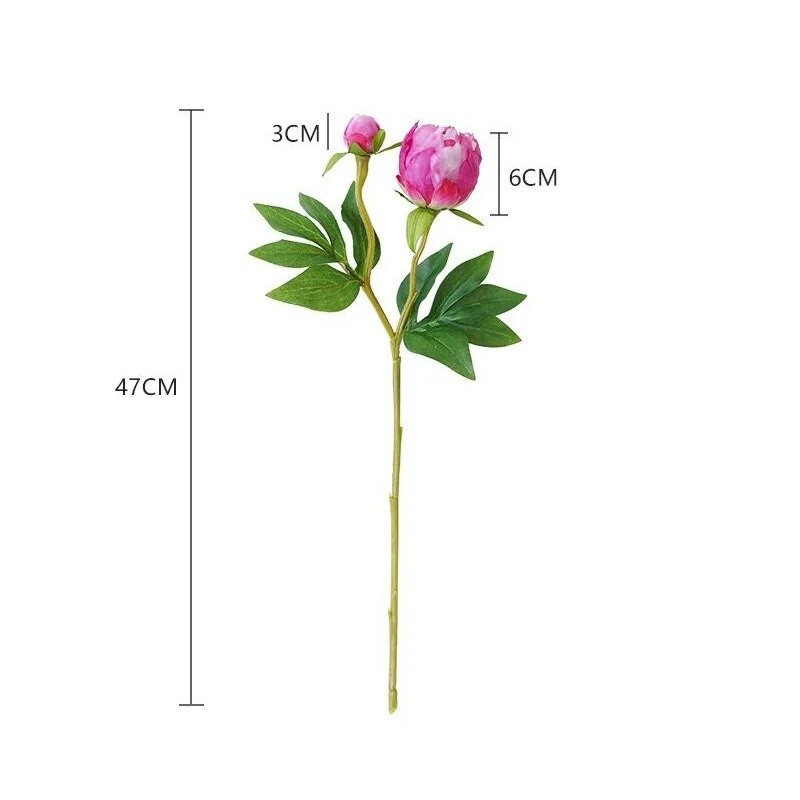 INDIGO - Pivonka s kyticou púčikov, hodvábne okvetné lístky, ruža, biely kvet, svadobná dekorácia na stôl do kancelárie, 47 cm