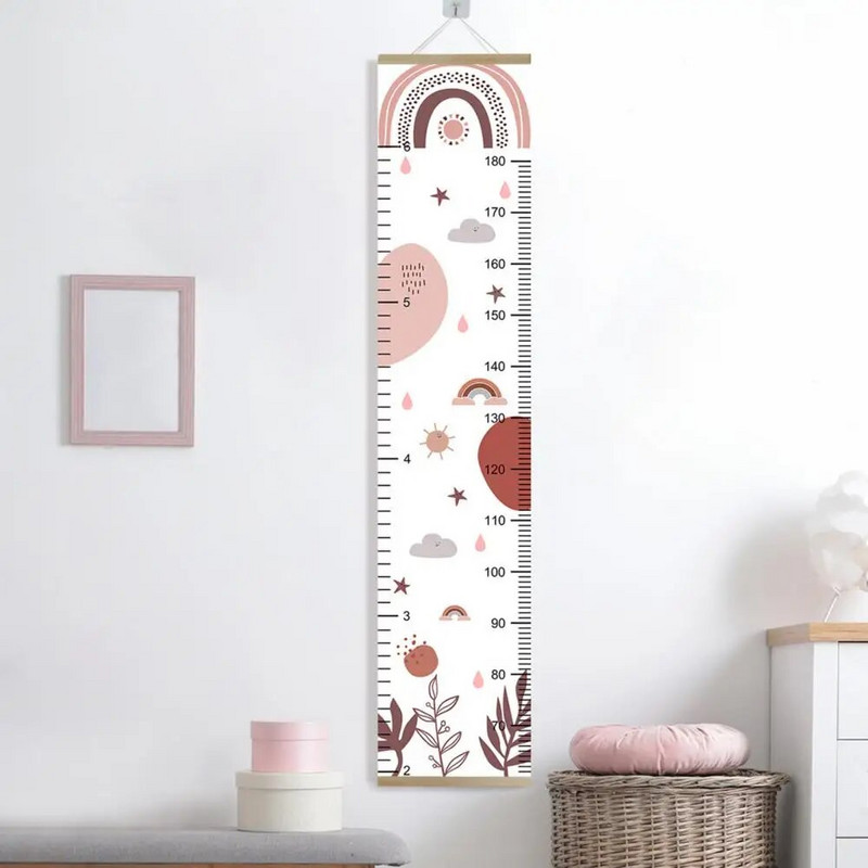 Kabanti aukščio liniuotė Animacinių filmų vaivorykštės debesies žvaigždės spaudinys Nuimamas sienų dekoras Svetainės sienos Vaikų augimo diagrama Namų reikmenys