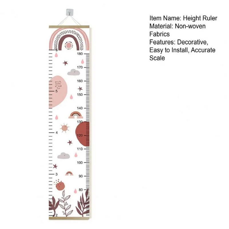Kabanti aukščio liniuotė Animacinių filmų vaivorykštės debesies žvaigždės spaudinys Nuimamas sienų dekoras Svetainės sienos Vaikų augimo diagrama Namų reikmenys