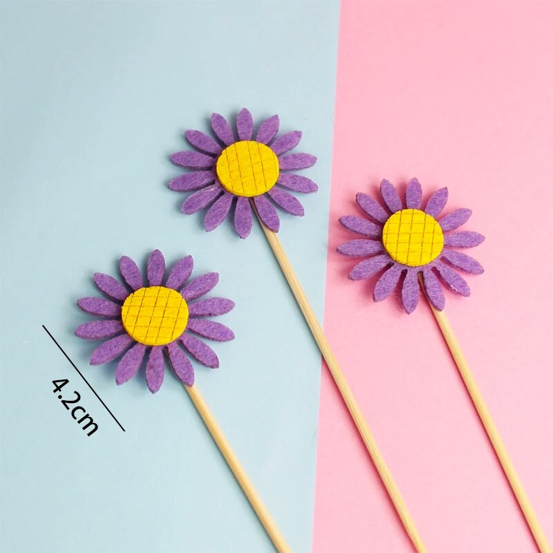 Ofertă fierbinte Decorație pentru tort de aniversare cu floarea-soarelui și inserare de carduri Decorare de masă pentru deserturi pentru petrecerea de aniversare.