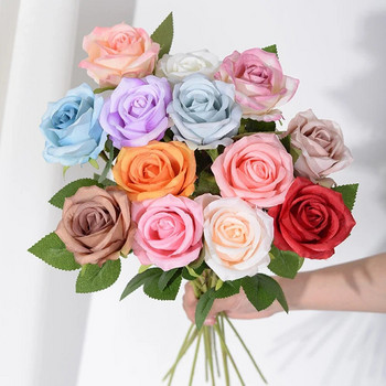 5 τμχ Τεχνητά λουλούδια Μακρύ κλαδί μεταξωτό τριαντάφυλλο μπουκέτο για διακόσμηση σπιτιού γάμου Ψεύτικα λουλούδια DIY Προμήθειες στεφάνι Αξεσουάρ