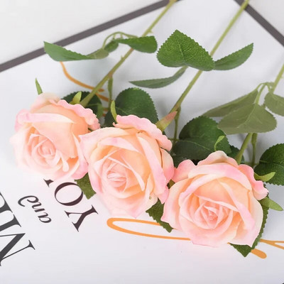 5 τμχ Τεχνητά λουλούδια Μακρύ κλαδί μεταξωτό τριαντάφυλλο μπουκέτο για διακόσμηση σπιτιού γάμου Ψεύτικα λουλούδια DIY Προμήθειες στεφάνι Αξεσουάρ