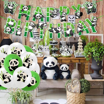 16 бр Декорации за торта за рожден ден на тема Panda Бамбукови вложки за торта Panda Покрития за торта Честит рожден ден