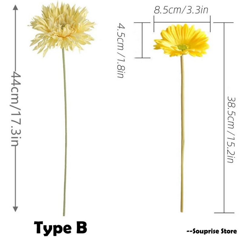 1kom PU tratinčica Umjetno cvijeće Gerbera Simulacija lažnog cvijeća Dekoracija kućnog interijera Dekoracija svadbi 38,5 cm Svileni cvijet
