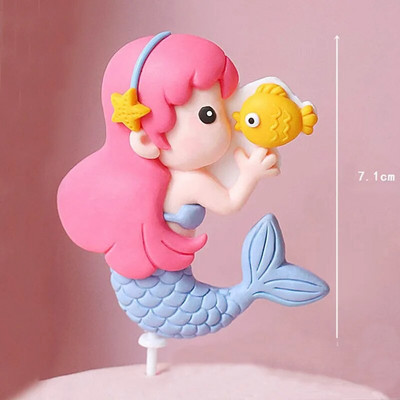 Dekoracija torte u obliku sirene Mini školjka s repom sirene, figurice morskih zvijezda, vrh torte, sirena, rođendanska zabava ispod mora, dekoracija torte