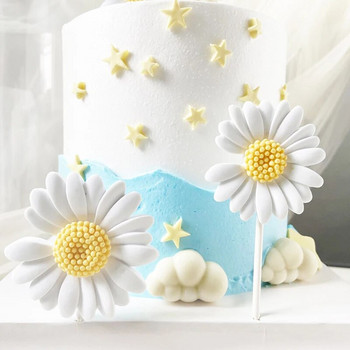 Happy Birthday Cake Toppers Daisy Flower Theme Decoration Cake for Wedding Birthday Party Decorations Baby Shower Baking Supplies