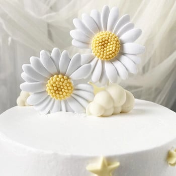 Happy Birthday Cake Toppers Daisy Flower Theme Decoration Cake for Wedding Birthday Party Decorations Baby Shower Baking Supplies