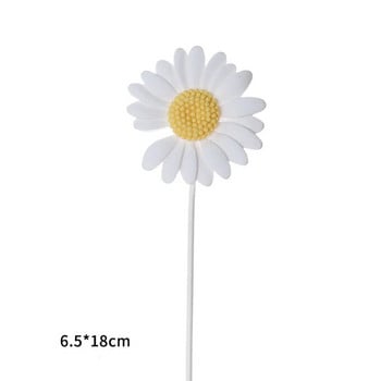 Happy Birthday Cake Toppers Daisy Flower Theme Decoration Cake for Wedding Birthday Party Decorations Baby Shower Baking Supplies