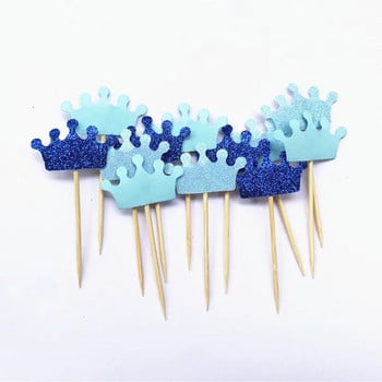 40 τμχ Prince Crown Cupcake Topper Θέμα κινουμένων σχεδίων Προμήθειες πάρτι για παιδιά Διακοσμήσεις για πάρτι γενεθλίων για αγόρια