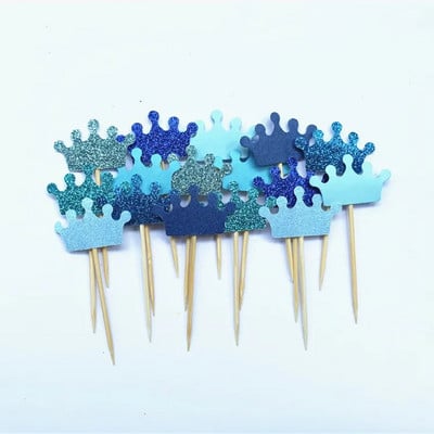 40 τμχ Prince Crown Cupcake Topper Θέμα κινουμένων σχεδίων Προμήθειες πάρτι για παιδιά Διακοσμήσεις για πάρτι γενεθλίων για αγόρια