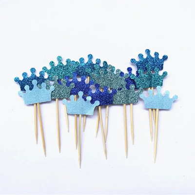 40 τμχ Prince Crown Cupcake Topper Θέμα κινουμένων σχεδίων Προμήθειες πάρτι για παιδιά Διακοσμήσεις για πάρτι γενεθλίων για αγόρια