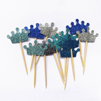 40 τμχ Prince Crown Cupcake Topper Θέμα κινουμένων σχεδίων Προμήθειες πάρτι για παιδιά Διακοσμήσεις για πάρτι γενεθλίων για αγόρια