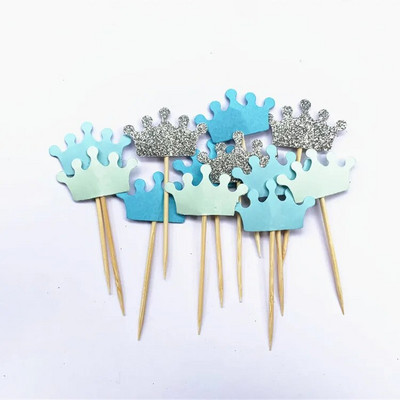 40 τμχ Prince Crown Cupcake Topper Θέμα κινουμένων σχεδίων Προμήθειες πάρτι για παιδιά Διακοσμήσεις για πάρτι γενεθλίων για αγόρια