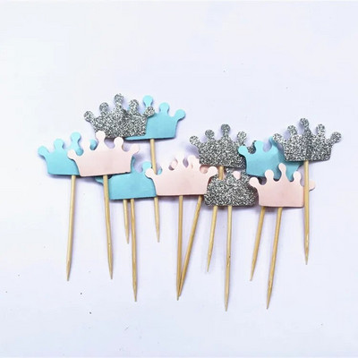 40 τμχ Prince Crown Cupcake Topper Θέμα κινουμένων σχεδίων Προμήθειες πάρτι για παιδιά Διακοσμήσεις για πάρτι γενεθλίων για αγόρια