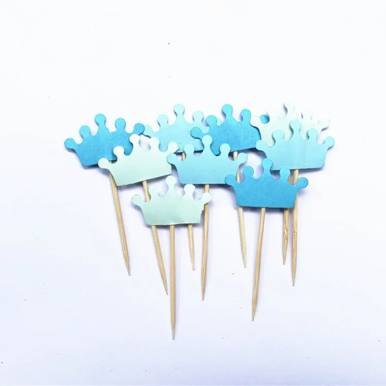40 vnt Princo Crown Cupcake Topper teminiai animacinių filmų vakarėlio reikmenys Vaikų berniukų gimtadienio dekoracijos