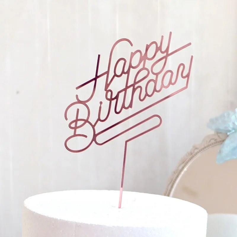 Nauja kūrybinė idėja Happy Birthday tortų apmušalai Rožinis auksinis akrilas gimtadienio tortų papuošimui kūdikių gimtadienio vakarėliui